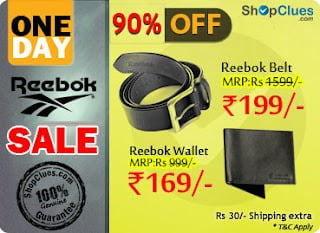 Shopclues Sale: Buy Reebok Belt at Rs.149 and Reebok Wallet at Rs.169 [Shipping Extra]