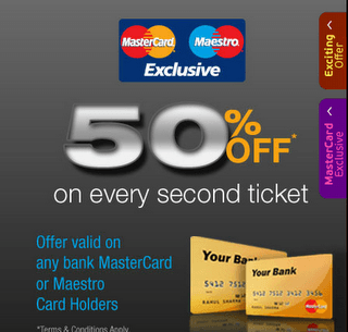 Ticketplease.com : Buy 1 ticket and get 50% Dicount on 2nd Ticket offer only for Master and Mastreo card Users