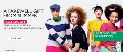 Flat 50% off on United Colors of Benetton for 3 Days @ Myntra