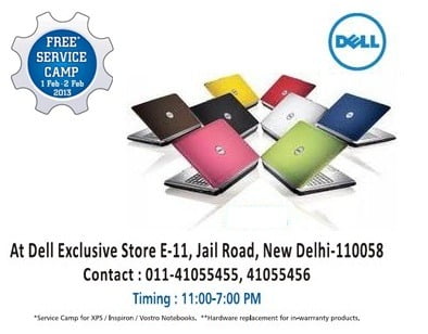 Delhi NCR only- Free Service for Dell Laptops [Inspiron, XPS & Vostro systems]