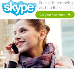 Free Skype Calls worth €10.49 for 1 Month to Mobile & Landline