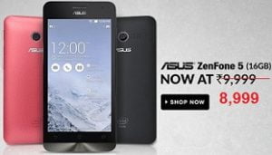 Flat Rs.1000 Off – Asus Zenfone 5 A501CG (16GB, 2 GB RAM, 1.6 GHz Intel Processor, 5″ Display) for Rs.8999 Only @ Flipkart