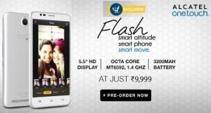 Flat Rs.2500 Off on Alcatel Onetouch Flash 6042D for Rs.7499 Only @ Flipkart