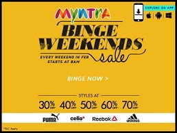 Myntra Weekend Offer: Min 30% to 70% Off on Clothing | Footwear | Accessories