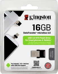 Kingston Data Traveler 3.0 MicroDuo 16 GB On-The-Go Pendrive for Rs.597 Only @ Flipkart
