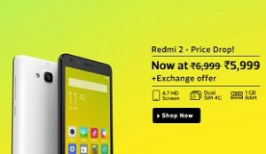 Great Deal: Now Mi Redmi 2 for Rs.5999 Only (No Registration required)