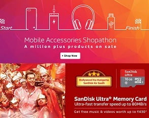 Mobile Accessories Shopathon : Upto 70% off on Power Banks, Min 50 % off on Mobile chargers and many more Amazing Offers