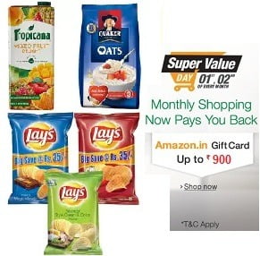 Pepsico Snacks and Beverages Up to 20% off + Amazon Free Gift Voucher up to Rs.900 (Valid till 2nd March’16)