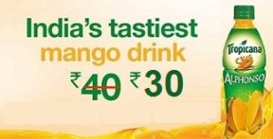 Tropicana Slice Alphonso Mango Drink, 400ml for Rs.29 @ Amazon
