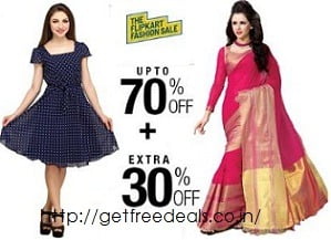 Flipkart Fashion Sale: Women’s Clothing – Up to 70% Off + Extra 5% Off or Extra 10% Off