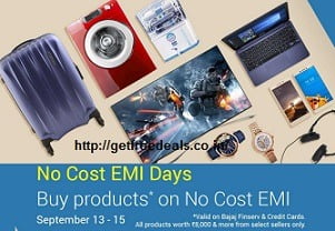 Flipkart No Cost EMI Days Deals (Buy on EMI without Interest) Valid till 15th Sep’16