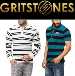 Gritstones Men’s Full & Half Sleeve T-Shirts, Henley, Hooded T-Shirts – Flat 40% – 50% Off