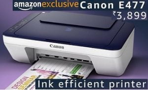 Canon Pixma E477 All-in-One InkJet Wifi Printer for Rs.3899 @ Amazon