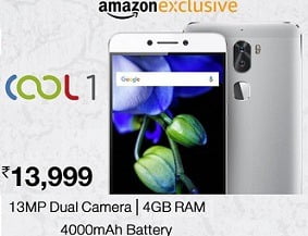 Coolpad Cool 1 Mobile (Silver, 4GB, 32GB, 5.5″) for Rs.13999 @ Amazon