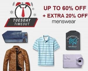Amazon Tuesday Timeout Sale – Men’s Clothing – Min 35% – upto 60% Off + Extra 20% Off (Valid till Today)