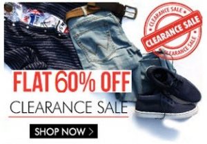 Men’s Clothing Clearance Sale – Minimum 60% off starts from Rs.179 @ Flipkart