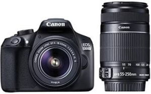 Canon EOS 1300D DSLR Camera (Body with EF-S 18 – 55 mm IS II + EF-S 55 – 250 mm F4 5.6 IS II) for Rs.33,900 @ Flipkart