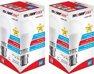 Moserbaer 14 Watt B22 LED Bulb (Pack of 2) for Rs.329 – Flipkart (Buy 2 Get Rs.20 Off | Buy 3 Get Rs.30 Off)