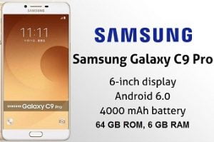 SAMSUNG Galaxy C9 Pro (64 GB ROM, 6 GB RAM) for Rs.36900 @ Flipkart (Buy in 12 installments without Interest)