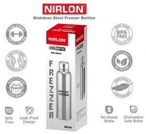 NIRLON Unbreakable Stainless Steel Fridge Water Bottle 650 ml worth Rs.355 for Rs.230 – Amazon