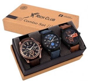 Rich Club Analogue Black Blue Dial Men’s Watch – REL-OCT-DENIM (Pack of 3) for Rs.599 – Amazon