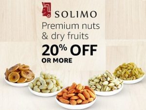 Solimo Dry Fruits & Nuts – Flat 20% – 43% Off + Cashback up to Rs.1200 – Amazon