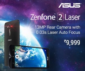 Asus Zenfone 2 Laser ZE550KL (16GB ROM, 3GB RAM, 5.5″ Display) for Rs. 9,999 @ Amazon