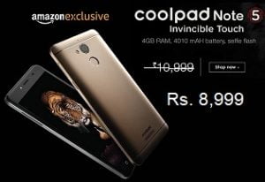 Amazon Prime Day Exclusive Deal: Coolpad Note 5 (4GB RAM, 32GB ROM) for Rs. 8,999 (with HDFC Card Rs. 7,649)