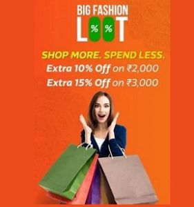 Clothing, Footwear & Accessories – Min 30% off + Extra 10% off on Min Rs.2000, 15% off on Min Rs. 3000 + Extra 10% off with HDFC Cards