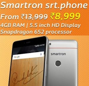 Smartron srt.phone (32 GB, 4 GB RAM) for Rs.8,999 – Flipkart