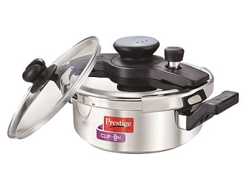 Prestige Clip On Stainless Steel Pressure Cooker with Glass Lid 3 Litres for Rs.2575 – Amazon