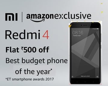 Redmi 4 Mobile 32 GB , 64 GB for Rs. 9999 – Amazon (Limited Period Deal)