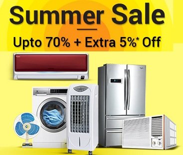 Summer Sale on Large & Small Appliances – up to 70% + Extra 5% off @ Moglix
