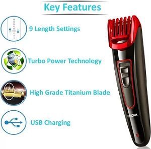 Nova NHT 1072 Fast Charge Titanium Coated USB Cordless Trimmer with 2 Yrs Warranty for Rs.1199 – Flipkart