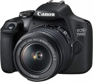 Canon EOS 1500D Digital SLR Camera (Black) with EF S18-55 is II Lens/Camera Case for Rs.36990 – Amazon