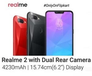 Realme 2 Dual Rear Camera Phone for Rs.9,499 (3 GB, 32 GB) | Rs.10,990 (4 GB, 64 GB) @ Flipkart