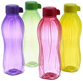 Tupperware Aquasafe Plastic Water Bottle Set (500ml x 4)