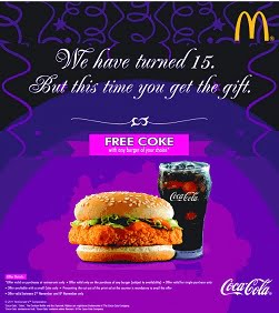 [Expired][Delhi & NCR only] Free Coke with every burger at McDonalds