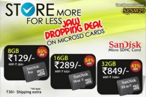Jaw Dropping Deal: SanDisk MicroSD Card 8GB @ Rs.159, 16GB @ Rs.309 & 32GB @ Rs.879