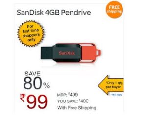 SanDisk 4 GB pen drive for Rs.99