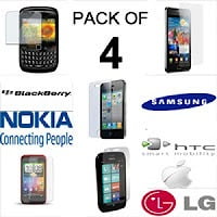 Set of 4 Clear Screen Protectors for Many Mobiles