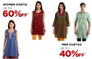 Shree Men’s Kurta for Rs.299 & Women’s Kurti for Rs.209 @ Myntra