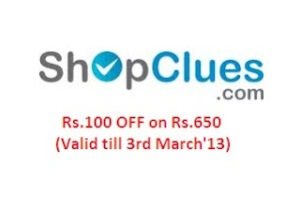 Shopclues Discount Offer: Get Rs.100 OFF on Rs.650 across entire Store