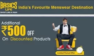 Get Rs.500 extra Off on Purchase worth Rs.1250 at Basics Life