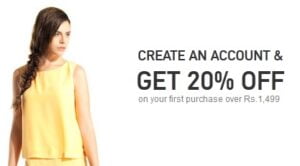 Create New Account & Get Flat 20% Off on first purchase of Rs.1499 & above @ Myntra