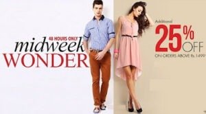 Mid Week Wonder: Flat 25% Additional Discount on Purchase of Men's / Women's Fashion Style