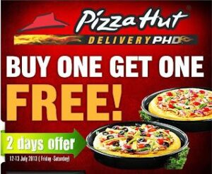 Pizza Hut : Buy One Pizza & Get another FREE