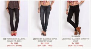 Women’s Lee Jeans: Now Buy 1 Get 2 Free + Flat 30% Extra Discount @ Myntra
