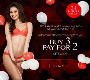 Buy 3 Pay for 2 Offer on Women’s Inner wear across entire Site @ Zivame