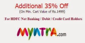 HDFC Customers: Extra 35% Discount on All Products at Myntra (Offer Valid till 31st May)